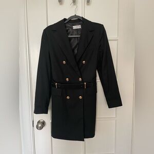 Mango - Black - Double Breasted Blazer Dress with Belt + pockets - Size 6